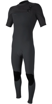 2026 O'Neill Mens Hyperfreak 2mm Chest Zip Short Sleeve Wetsuit 5497 - Tempered Steel / Graphite